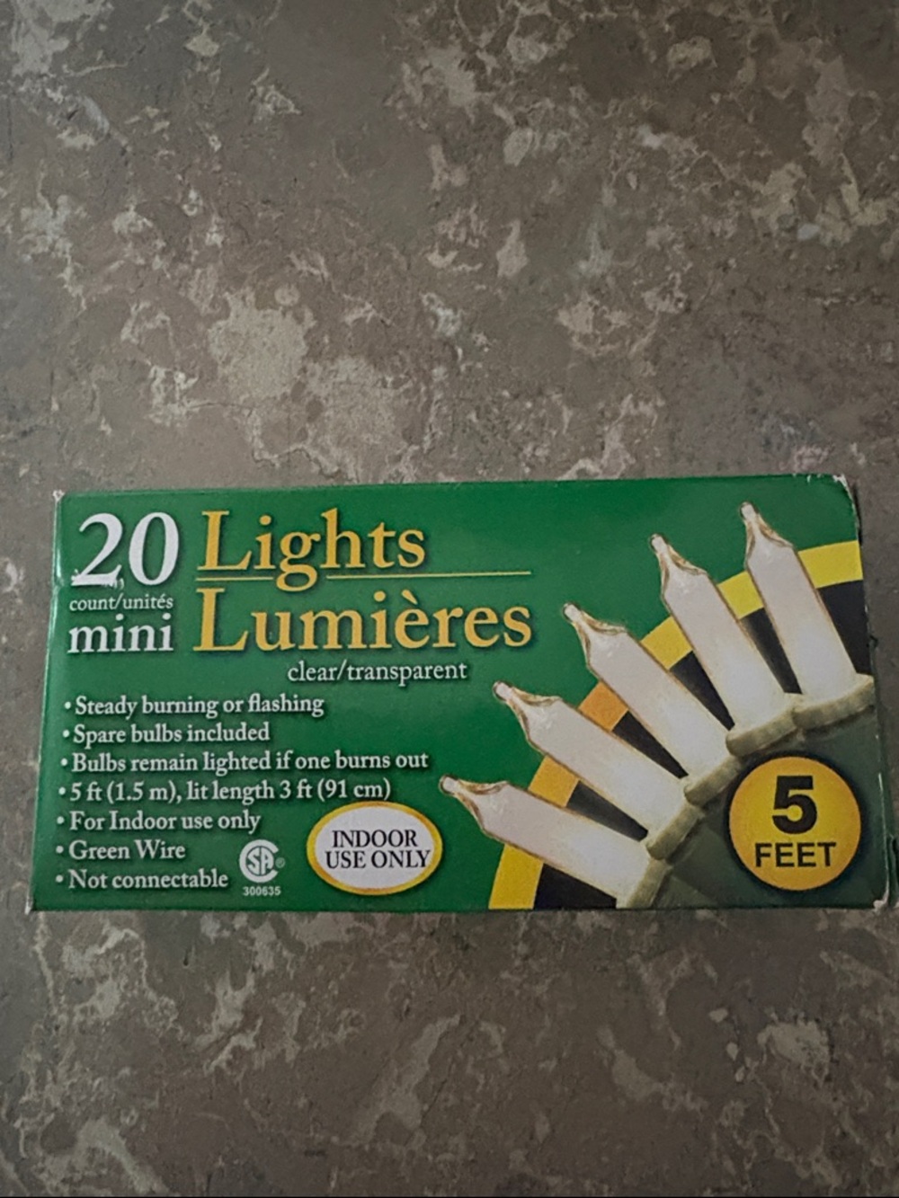 Mini 20-Light Clear Mini Lights String - Green Wire